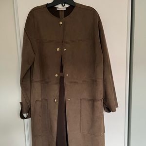 Zara faux suede jacket with gold snaps